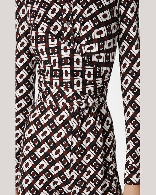 Diane von Furstenberg White Michele Flared Geometric-Print Jumpsuit