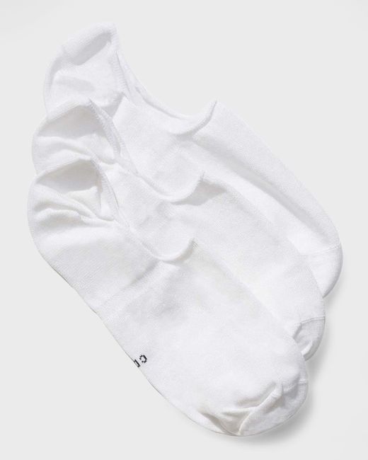CDLP White 3-Pack Solid No-Show Socks W/ Grips for men