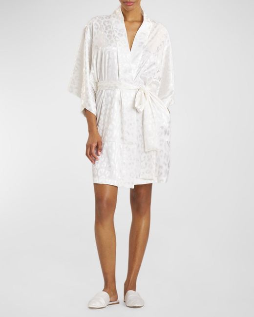 Natori White Decadence Animal Silk Jacquard Robe