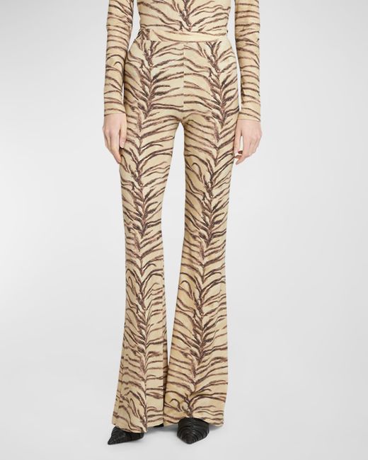 Stella McCartney Natural Tiger Print Flared Trousers