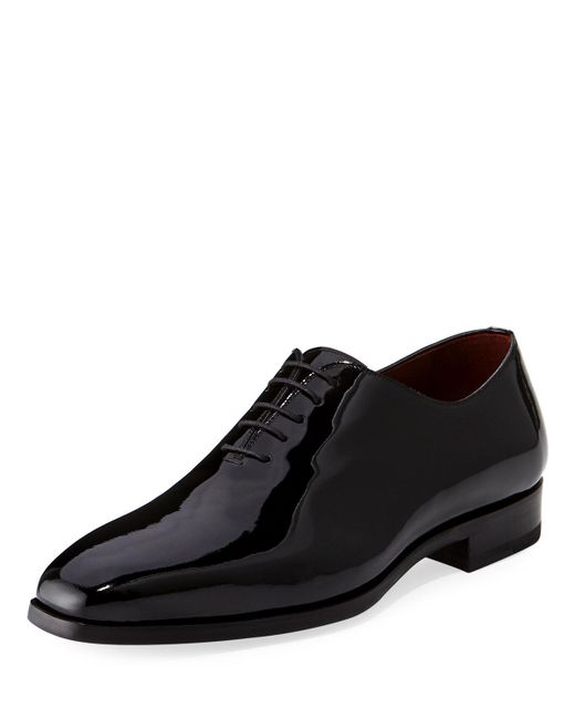 Neiman Marcus Men's One-piece Patent Leather Oxford Shoe, Black for Men ...