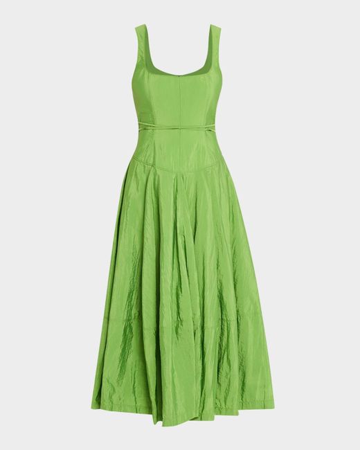 Cinq À Sept Green Joisian Sleeveless Corset Midi Dress