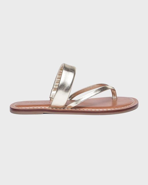 Bernardo White Leia Metallic Flat Thong Sandals