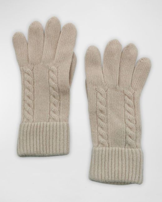 Portolano Gray Cashmere Cable Knit Gloves