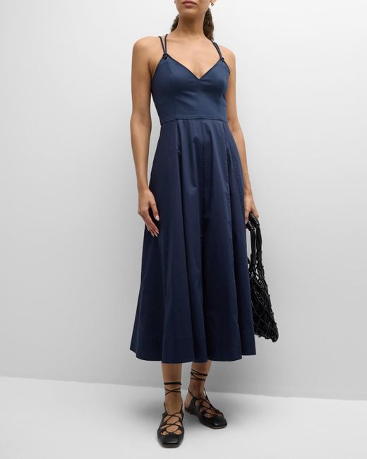 La Ligne Blue Lace-Up Maxi Dress