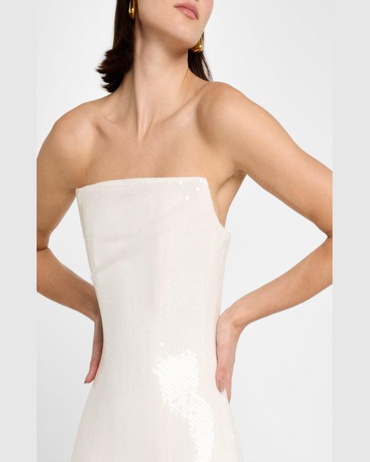 Alex Perry White Strapless Longline Corset Sequin Gown