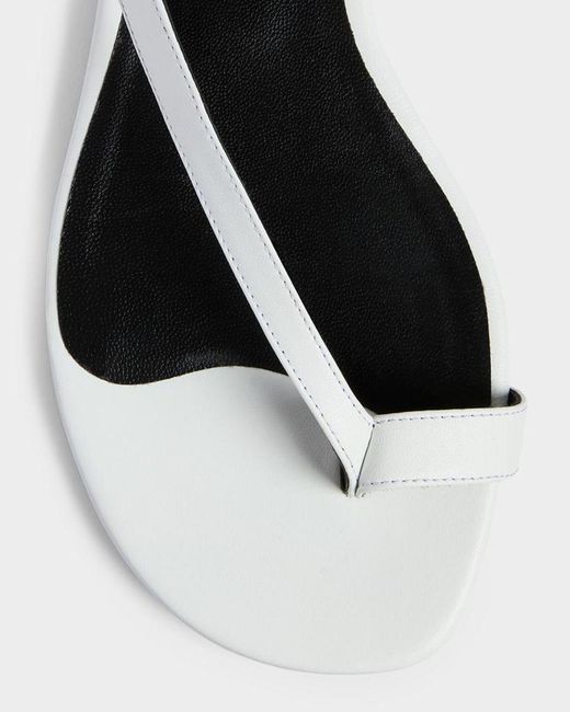 Khaite White Aimee Leather Flat Toe-Ring Sandals