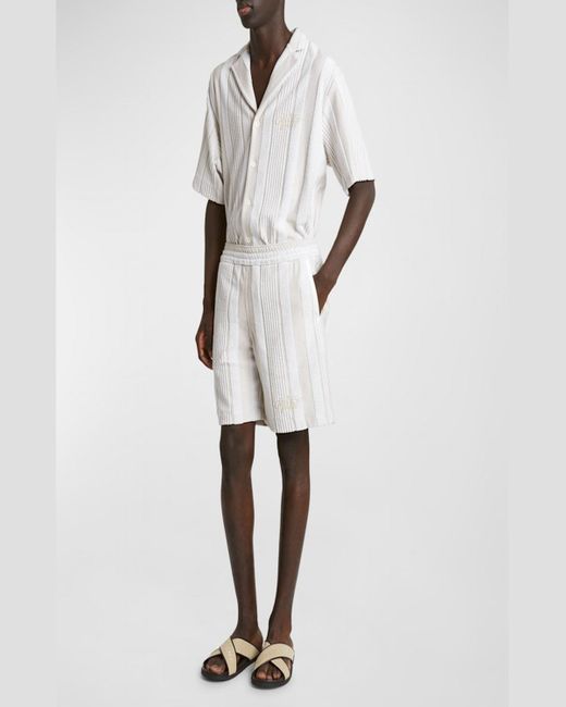 Givenchy White Vertical Stripe Cotton Toweling Shorts for men