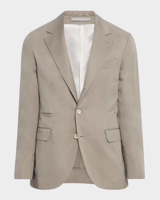 Brunello Cucinelli Brown Gabardine Delave Solid Sport Coat for men