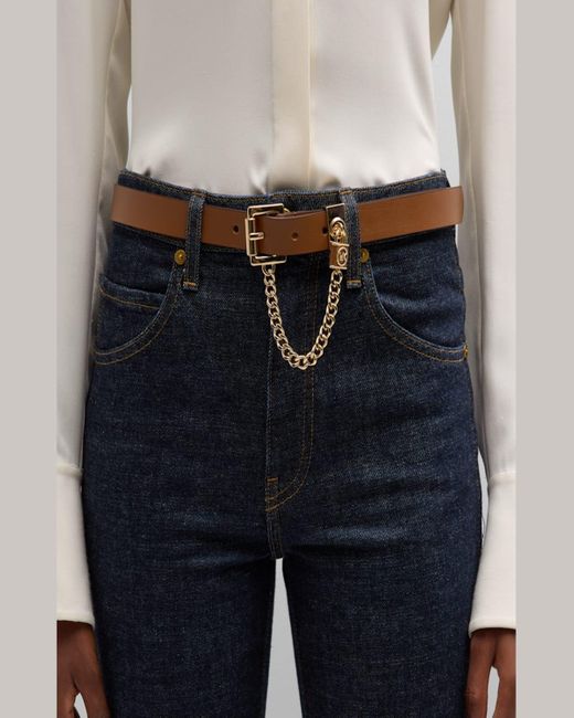 Michael Kors Brown Swag Chain Leather Belt