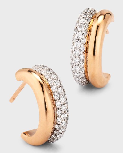 Walters Faith Natural Thoby 18k Rose Gold And Diamond Tubular Huggie Earrings