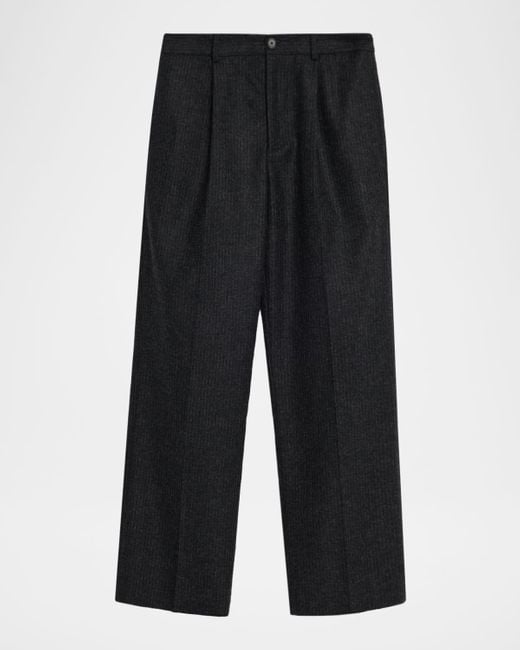 FRAME Black Pinstripe Wide Leg Trousers for men