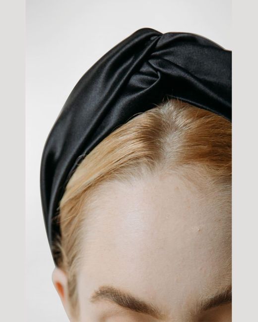 Jennifer Behr Gray Twisted Silk Satin Headband
