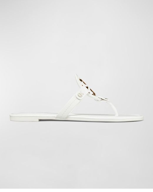 Tory Burch White Miller Patent Leather Sandals