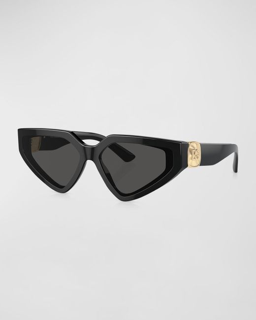 Dolce & Gabbana Black Dg Crossed Logo Acetate & Plastic Cat-Eye Sunglasses