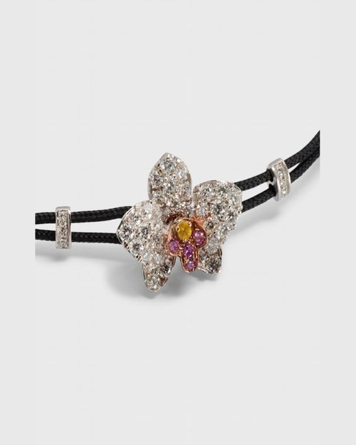 Pippo Perez Multicolor 18k Diamond & Sapphire Orchid Pull-cord Bracelet