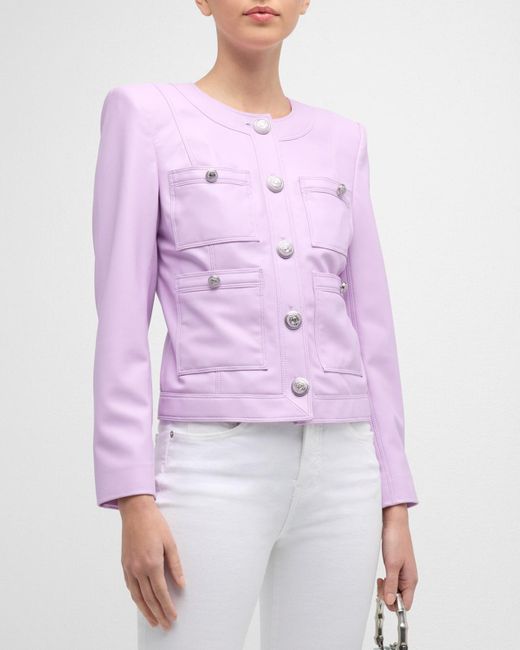 Veronica Beard Purple Ozuna Faux Leather Jacket