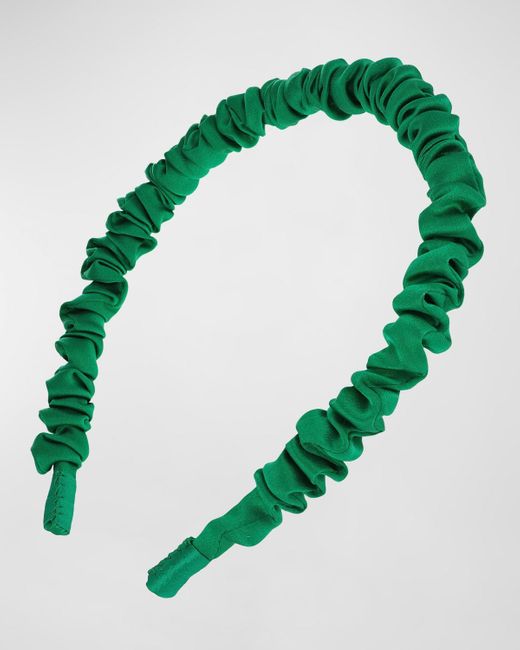 L. Erickson Green Mini Medici Ruched Silk Headband