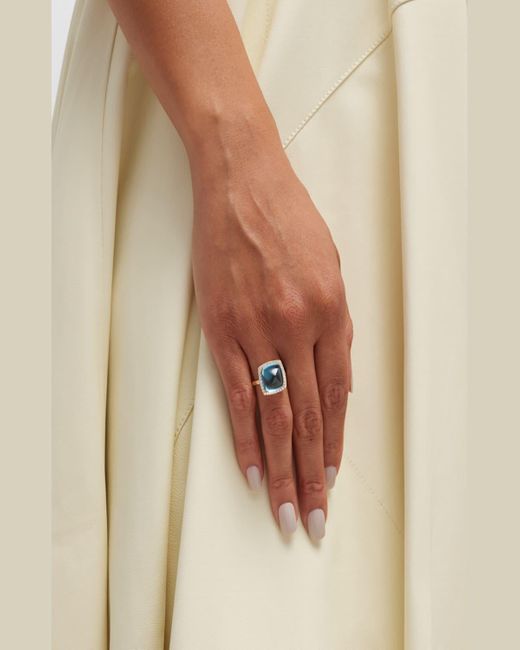 David Kord 18k Yellow Gold Ring With Swiss Blue Topaz And Diamonds, Size 7, 11.32tcw
