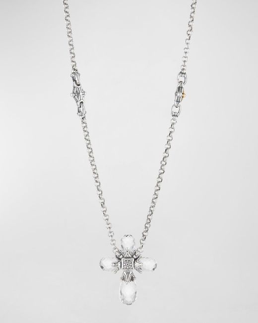 Konstantino White Pythia Crystal Cross Pendant Necklace
