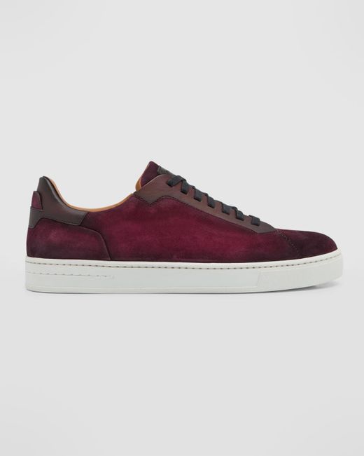 Magnanni Shoes Purple Amadeo Suede Low Top Sneakers for men
