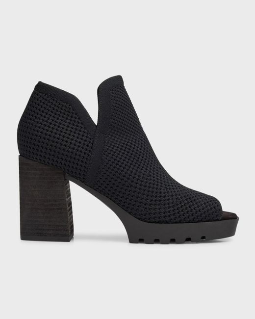 Eileen Fisher Black Collin Knit Block-heel Booties