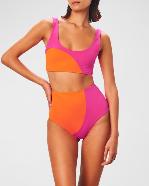 Mara Hoffman Orange Lira Colorblock Bikini Top