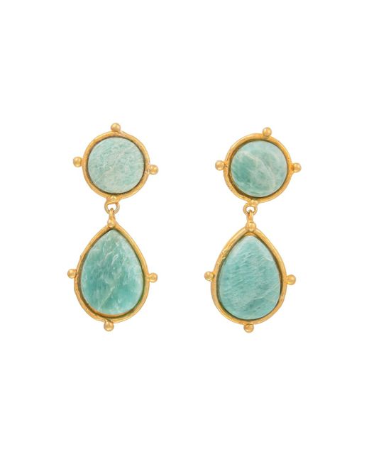 Sylvia Toledano Blue 2 Pierres Dots With Amazonite Earrings