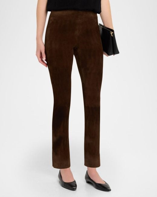 Vince Brown Suede Split-Hem Cropped Pant