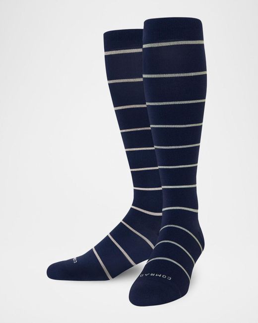 COMRAD Blue Apos;S Stripe Knee-High Compression Socks for men