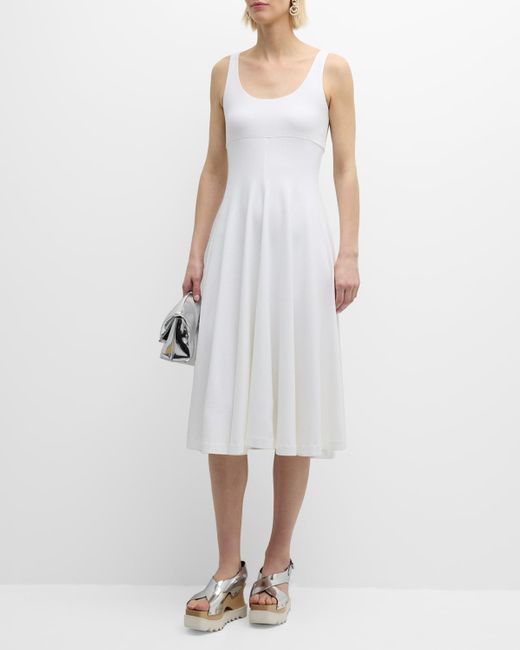 Rosetta Getty White Scoop-Neck Sleeveless Empire-Waist Flared Dress