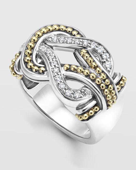 Lagos Metallic Large Newport Diamond Knot Ring, Size 7