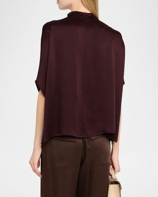 LAPOINTE Red Satin Cape Tee