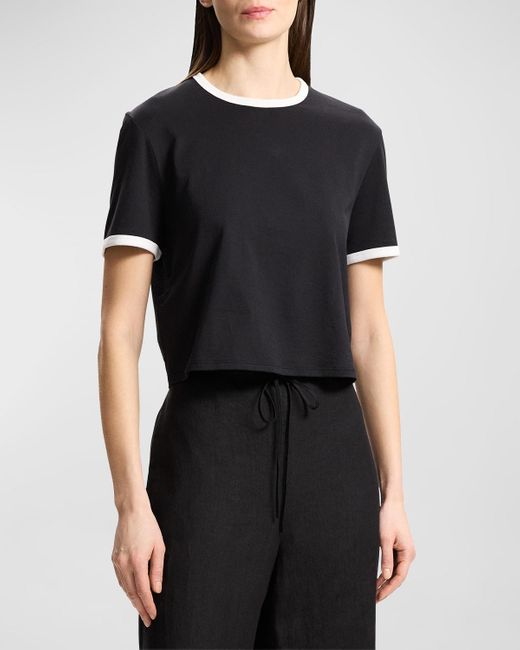 Theory Black Short-Sleeve Organic Cotton Ringer T-Shirt