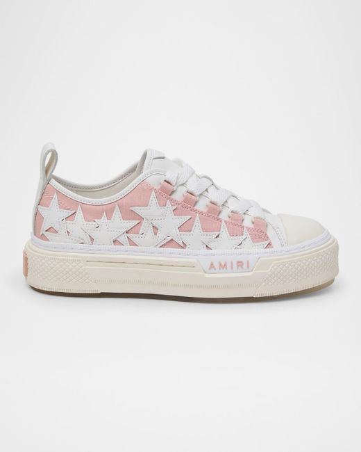 Amiri White Stars Low-Top Canvas Platform Sneakers
