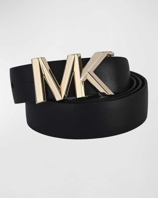 Michael Kors Black Logo Buckle Reversible Leather Belt