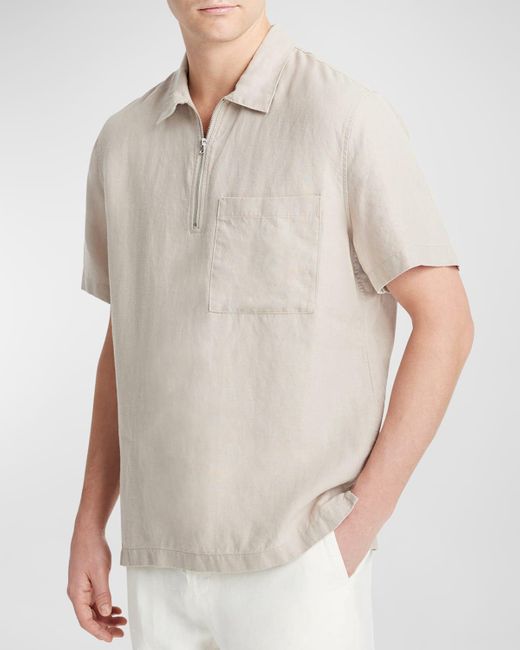 Vince Natural Hemp Quarter-Zip Shirt for men