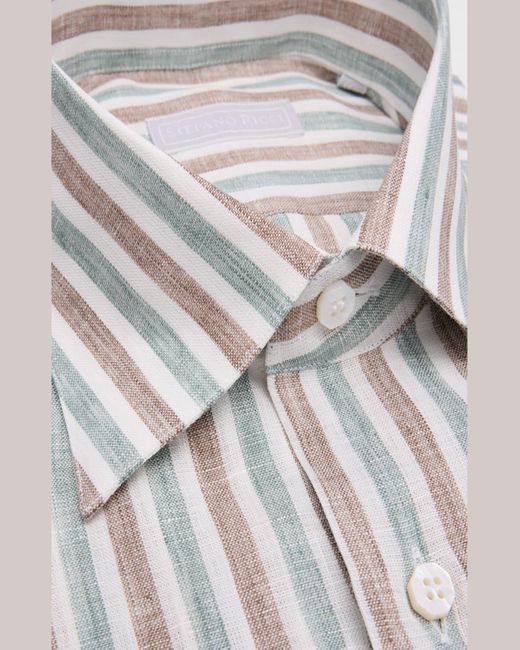 Stefano Ricci White Cotton Stripe Sport Shirt for men