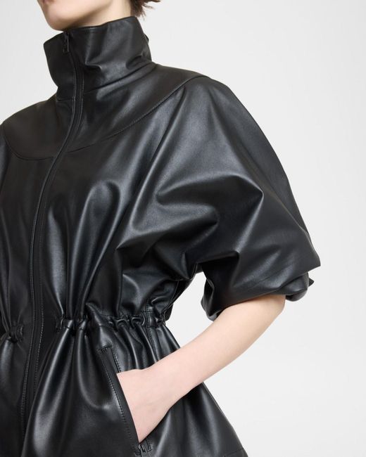 Givenchy Black Leather Drawstring Tracksuit Jacket
