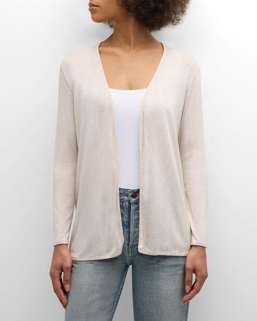 Majestic Filatures White Soft Touch Open Cardigan