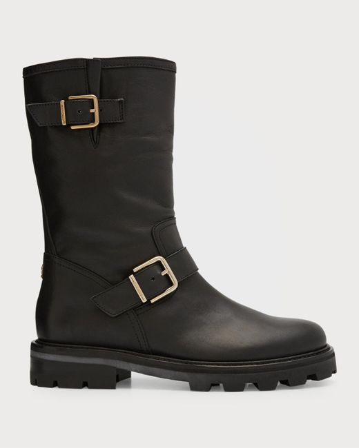 jimmy choo rugged leather biker boots