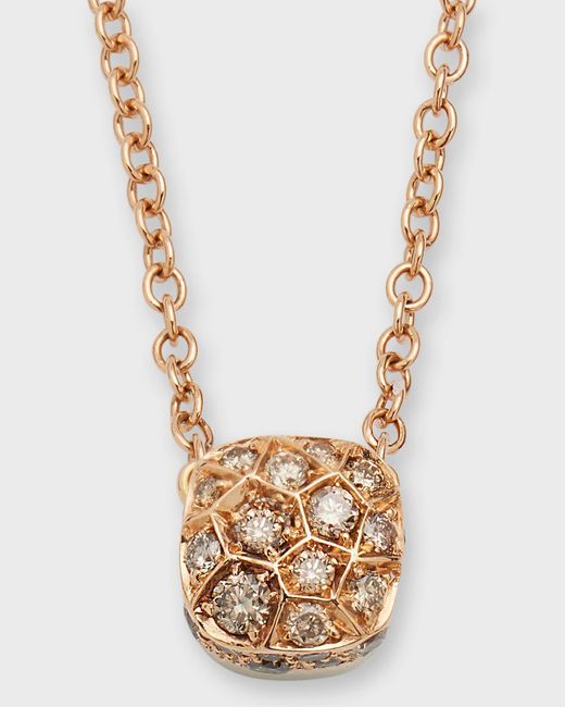 Pomellato Metallic Nudo Petit Necklace In 18k Rose And White Gold With Brown Diamonds