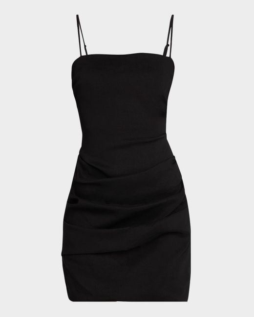 A.L.C. Women's Black Mya Sleeveless Draped Mini Dress