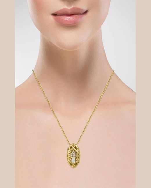 Hueb Metallic 18k Estelar White Gold Pendant Necklace With Diamonds, 18"l