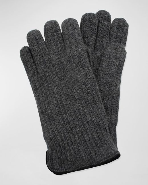 Portolano Gray Rbbed Cashmere Gloves for men