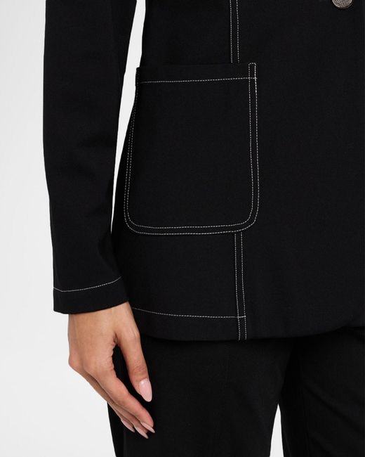 Misook Black Single-Button Ponte Blazer