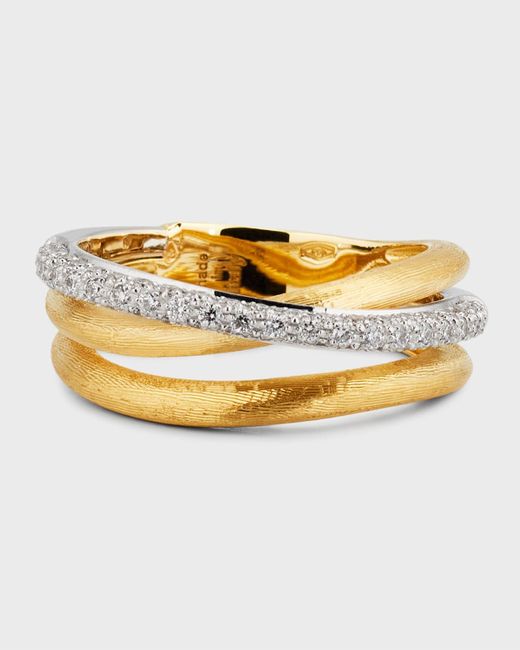 Marco Bicego Metallic 18k Yellow Gold Jaipur Link Alta Three Strand Ring, Size 7