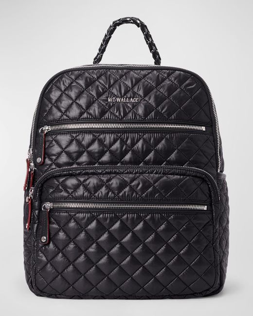 MZ Wallace Black Crosby Quilted Nylon Backpack Bag