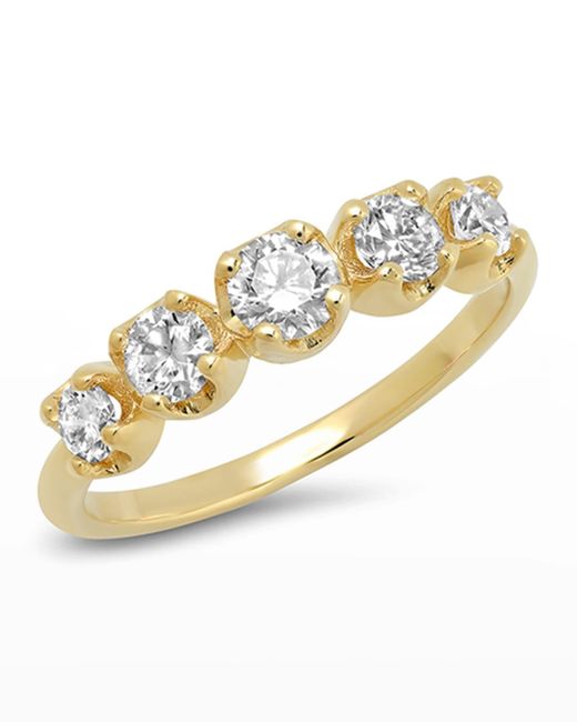 Jennifer Meyer Metallic 18k Gold Graduated Diamond Ring, Size 6.5