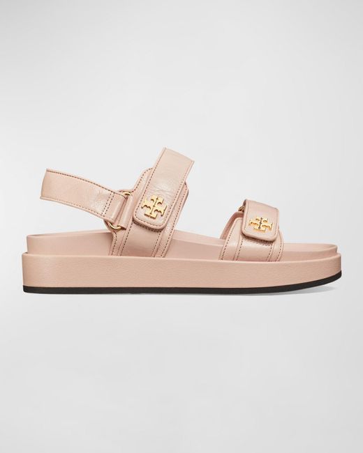 Tory Burch Pink Kira Leather Dual-Band Sport Sandals